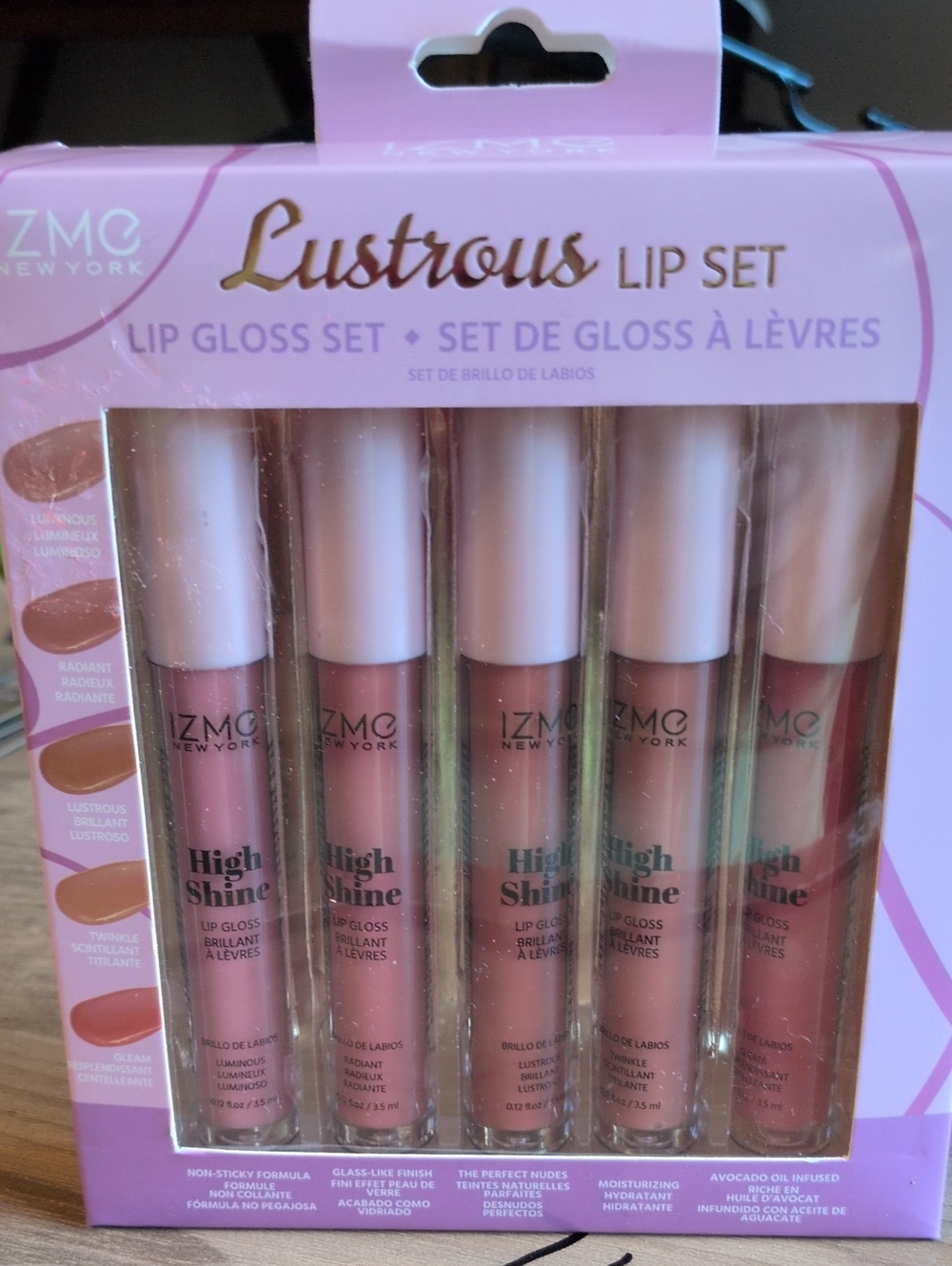 IZME NEW YORK Lustrous Lip Set - High Shine Lip Gloss (Pink Shades) New